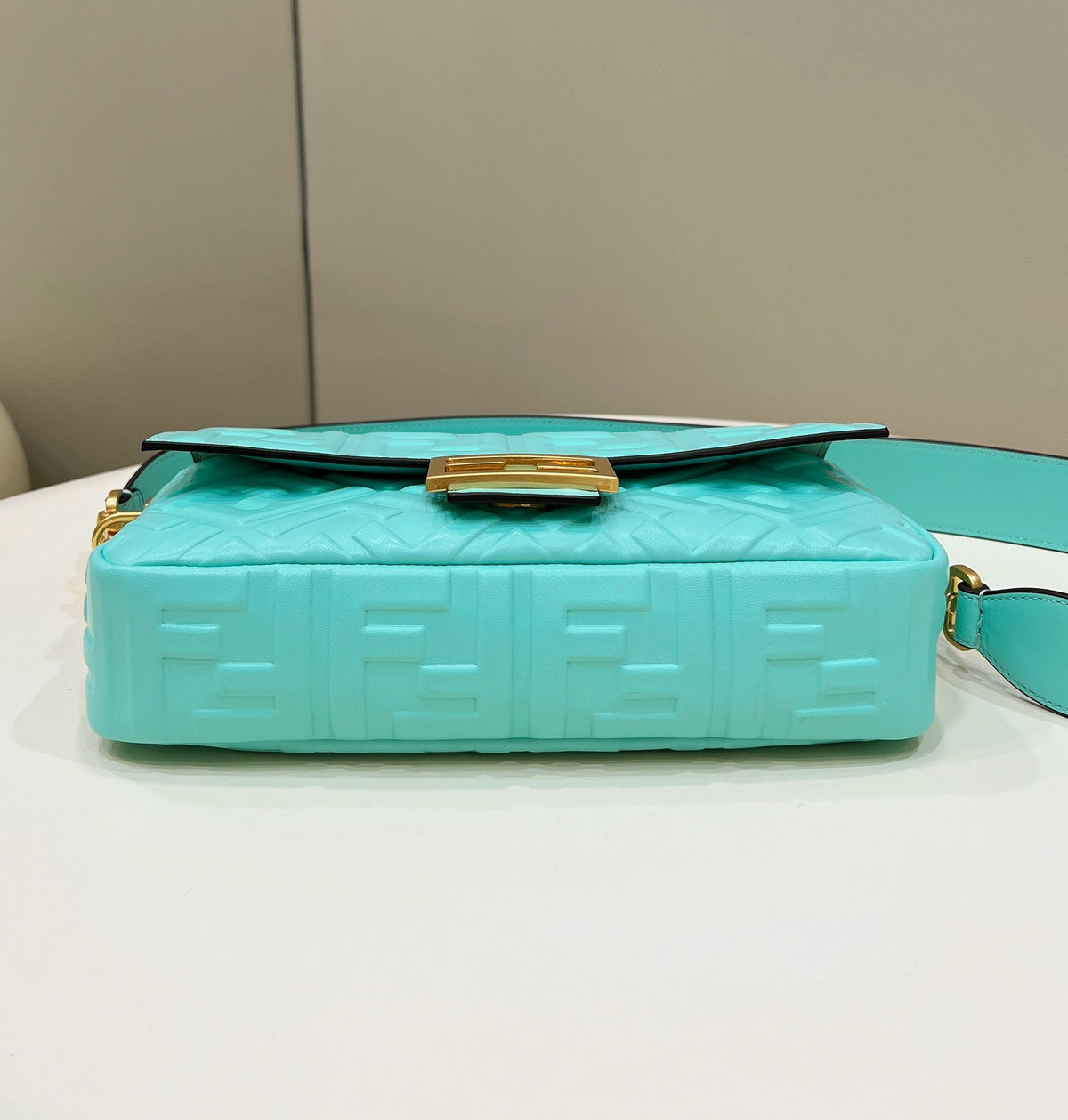 Baguette 27cm Tiffany Blue Lambskin Gold Hardware