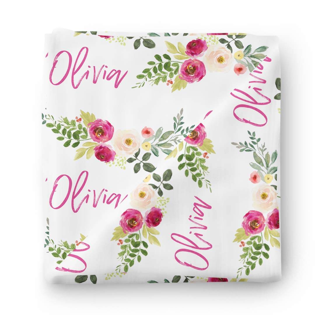 Franny's Farmhouse Personalized Baby Name Swaddle Blanket