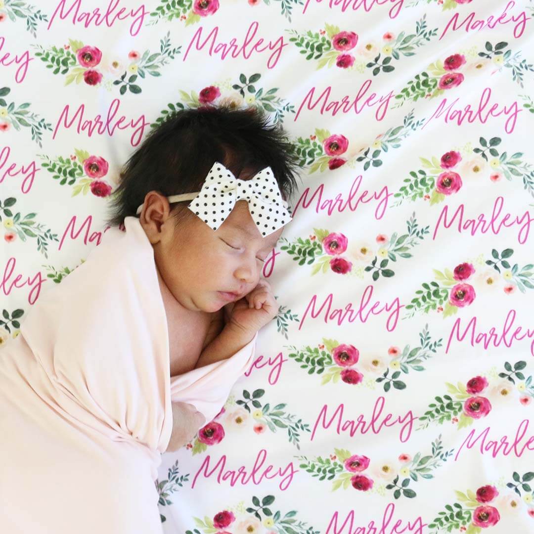 Franny's Farmhouse Personalized Baby Name Swaddle Blanket