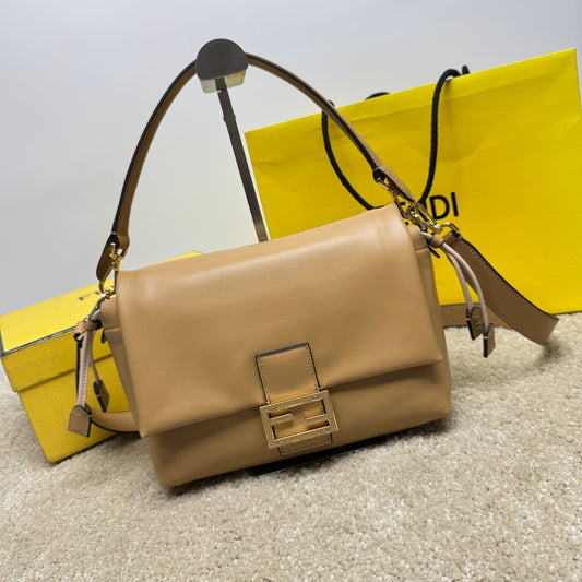 Mamma Baguette Medium Bag 26.5cm Light Brown Lambskin Gold Hardware