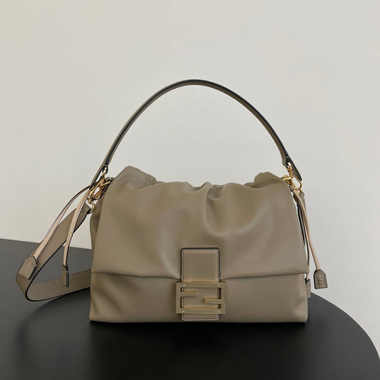FF Mamma Baguette Bag Large 31cm in Grey Lambskin