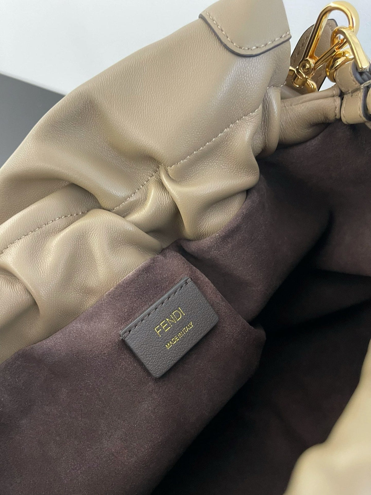 FF Mamma Baguette Bag Large 31cm in Grey Lambskin
