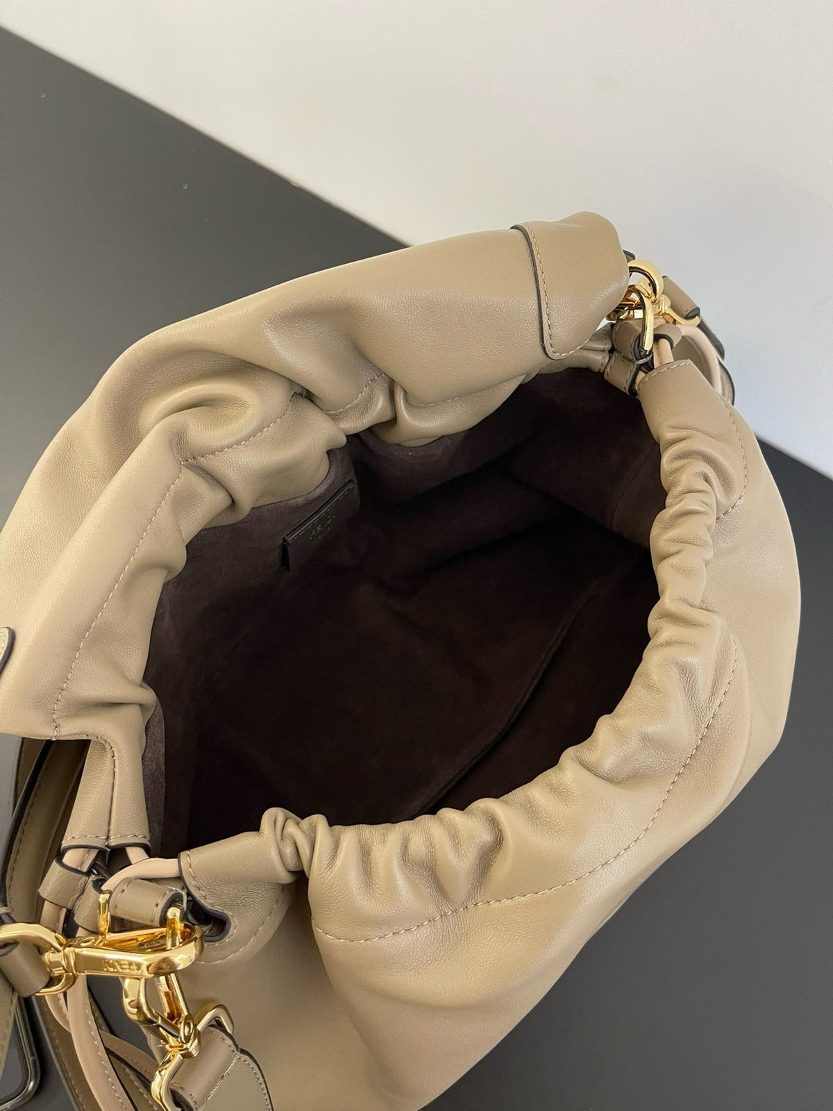 FF Mamma Baguette Bag Large 31cm in Grey Lambskin