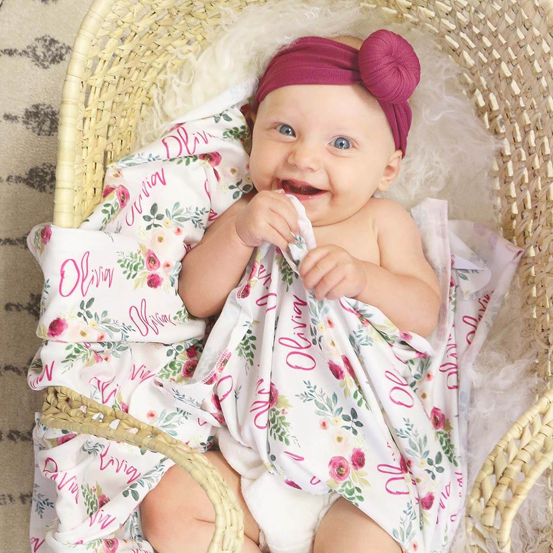 Franny's Farmhouse Personalized Baby Name Swaddle Blanket