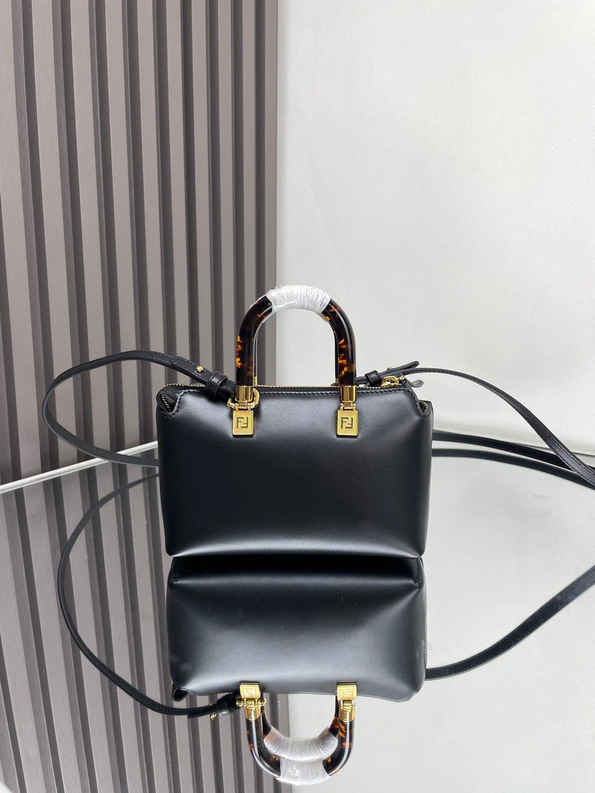 BY THE WAY MINI 18 IN BLACK EMBOSSED CALFSKIN GOLD HARDWARE