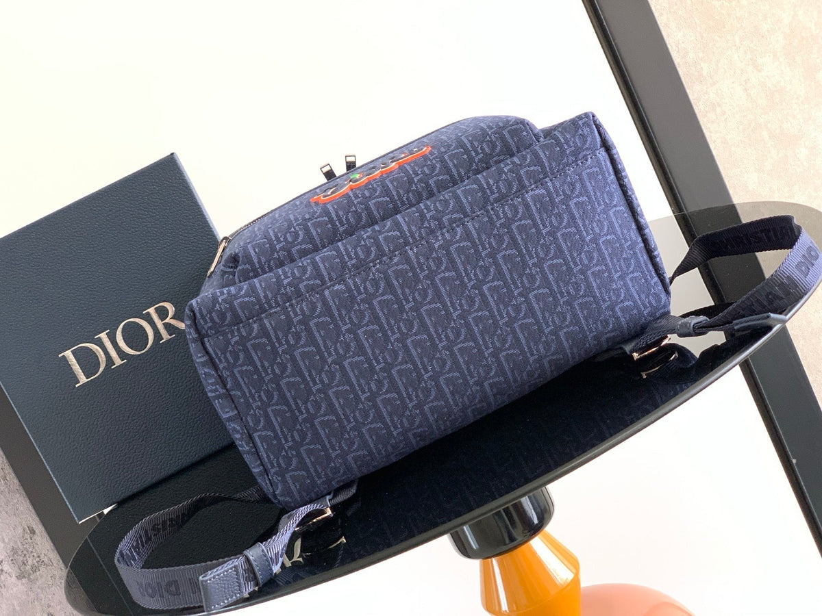 Dior Rider 2.0 Zipper Backpack Navy Blue Cowhide 336223